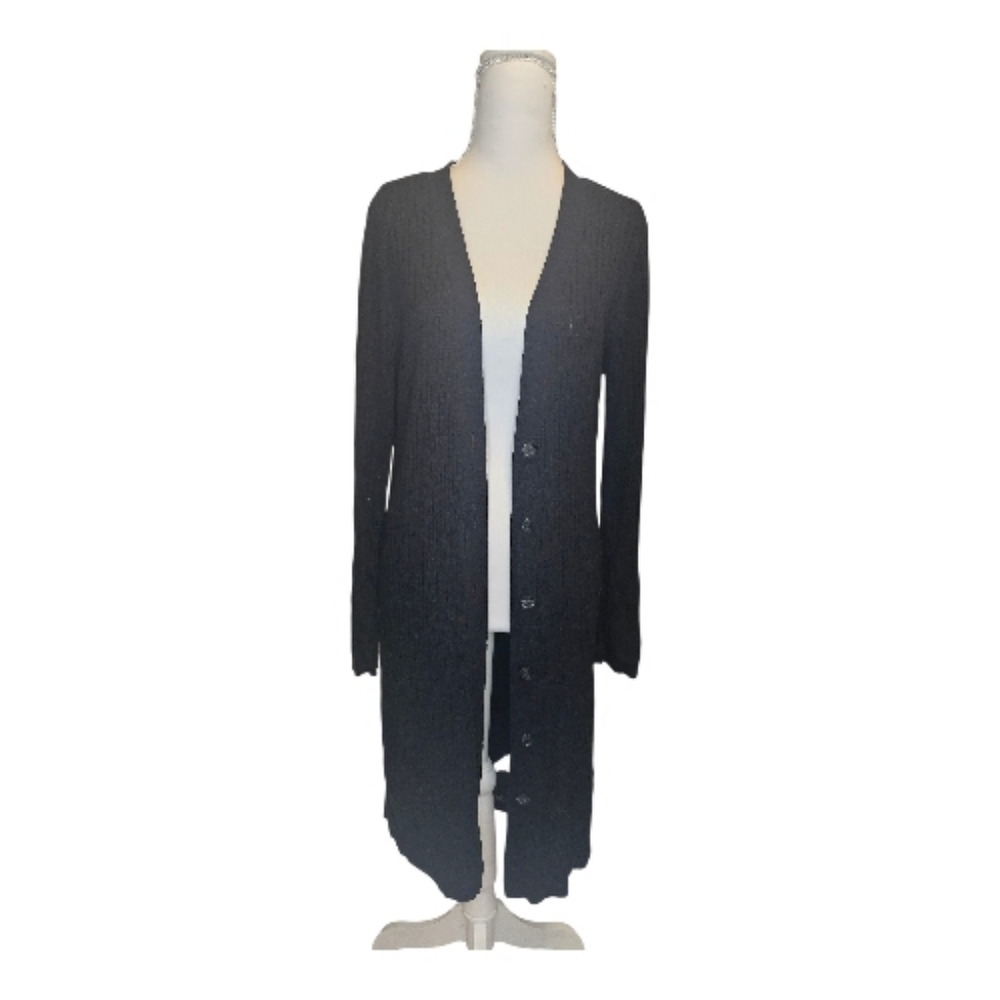 Worthington Black Button-Up Long Sweater M